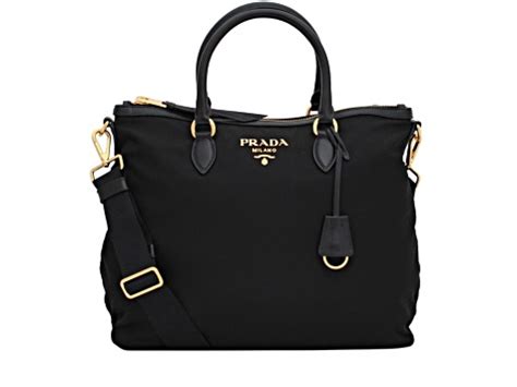 Prada Black Tessuto Nylon Calf Leather Trim Satchel Tote Bag